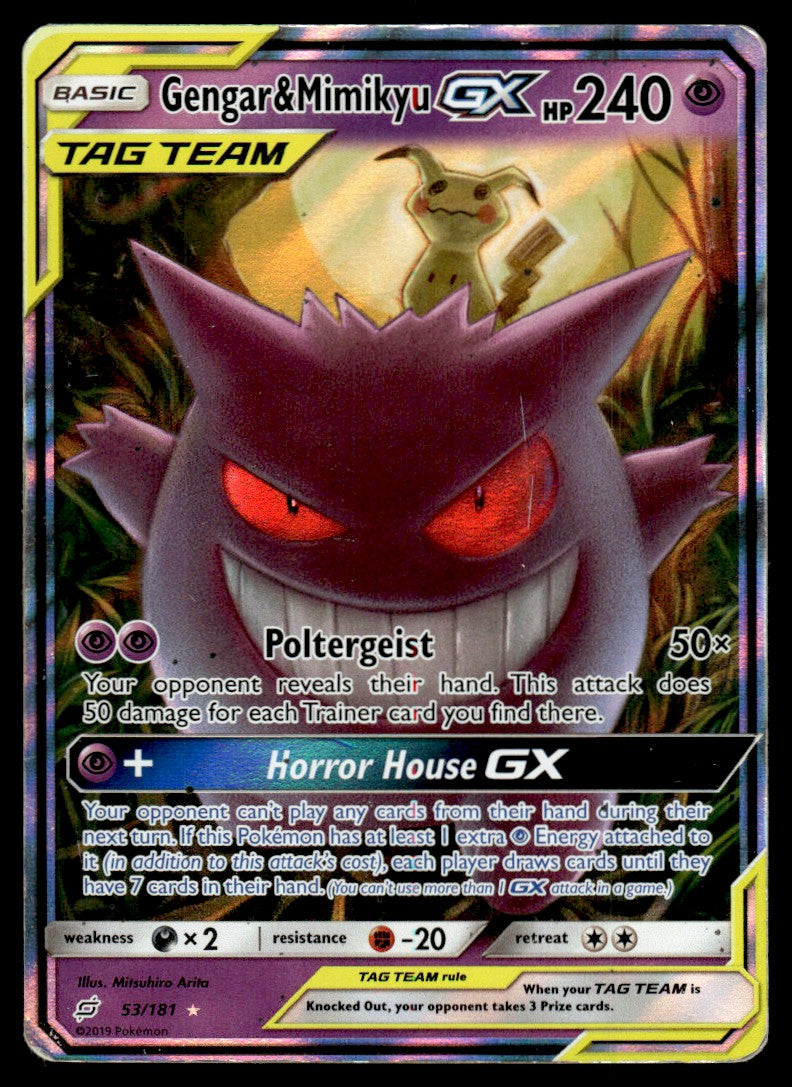 2019 Pokemon Sun & Moon - Team Up 53 Gengar & Mimikyu-GX Damaged
