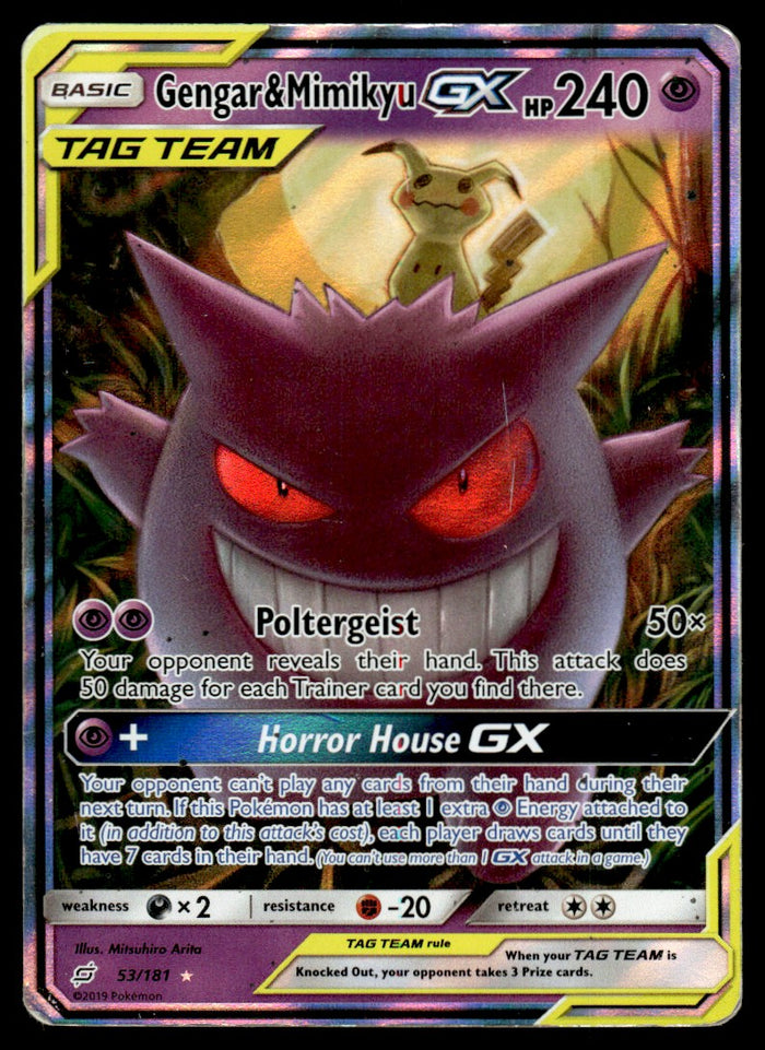 2019 Pokemon Sun & Moon - Team Up 53 Gengar & Mimikyu-GX Damaged