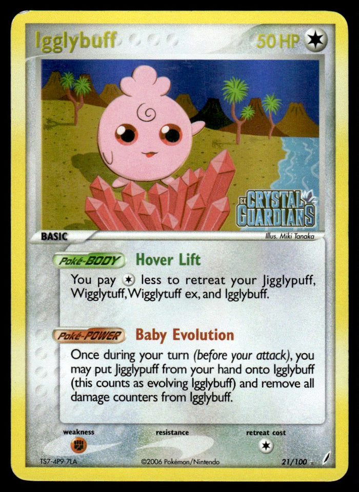 2006 Pokemon EX - Crystal Guardians 21 Igglybuff Heavy Play