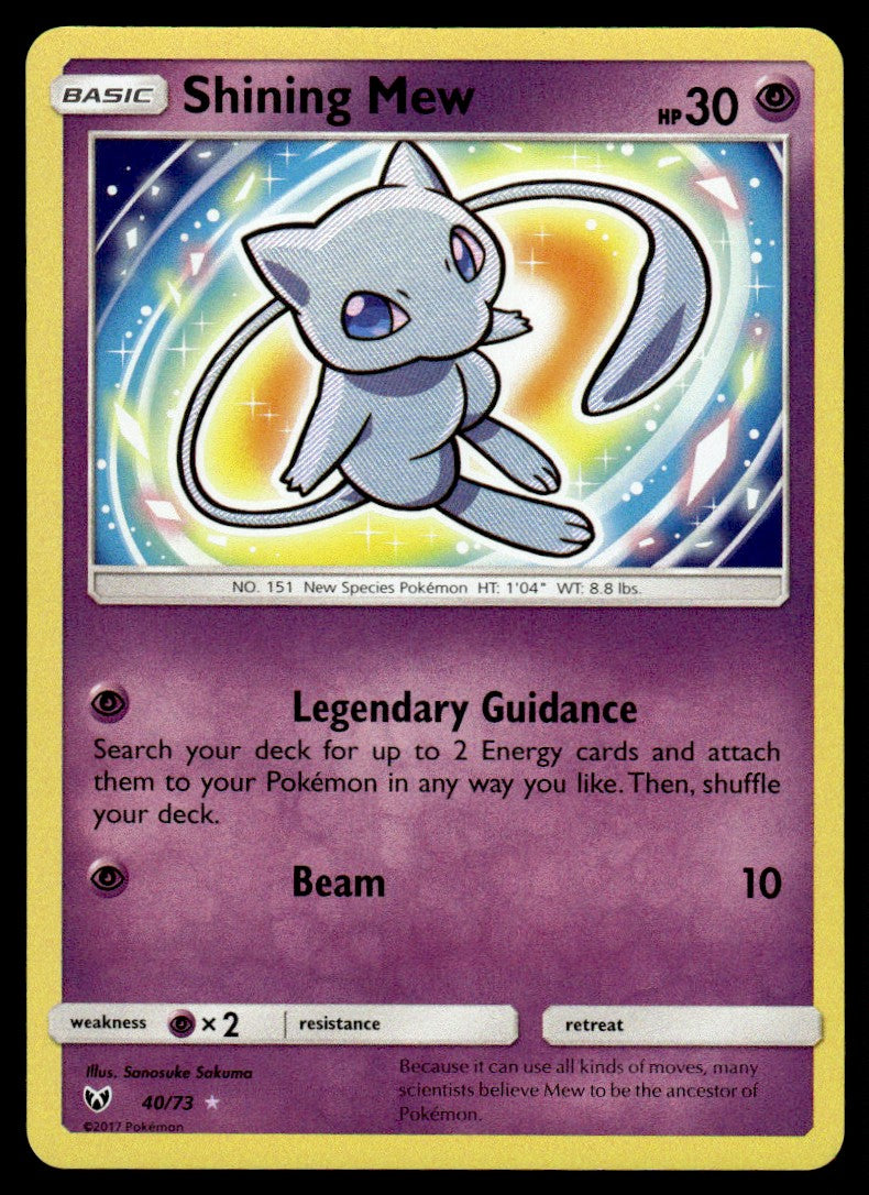 2017 Pokemon Sun & Moon - Shining Legends 40 Shining Mew Light Play