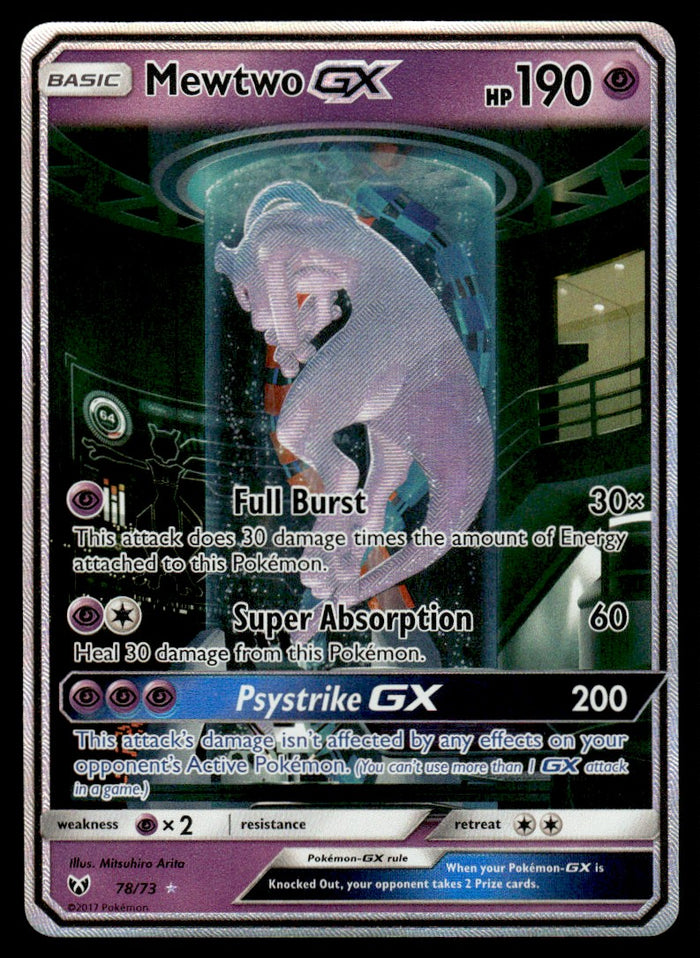2017 Pokemon Shining Legends 78 Mewtwo-GX Light Play