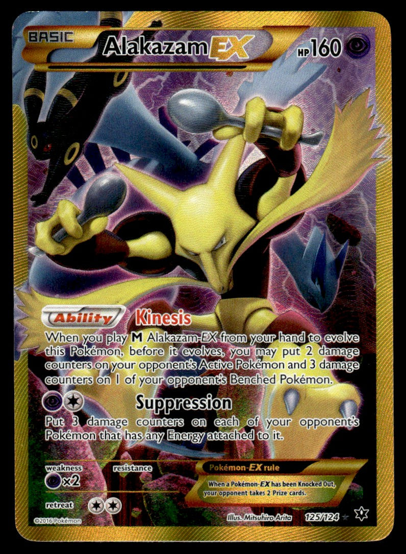 2016 Pokemon XY - Fates Collide 125/124 Alakazam EX Heavy Play