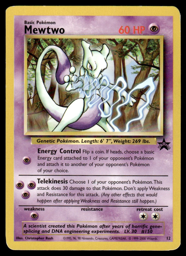 2000 Pokemon Black Star Promos 12 Mewtwo Heavy Play