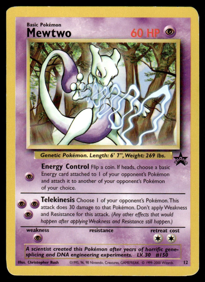 2000 Pokemon Black Star Promos 12 Mewtwo Heavy Play