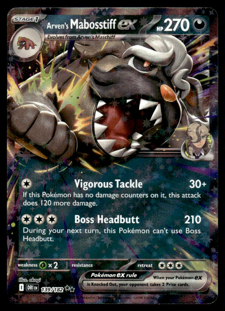 2025 Pokemon Scarlet & Violet Series - Destined Rivals 139 Arven's Mabosstiff ex Near Mint