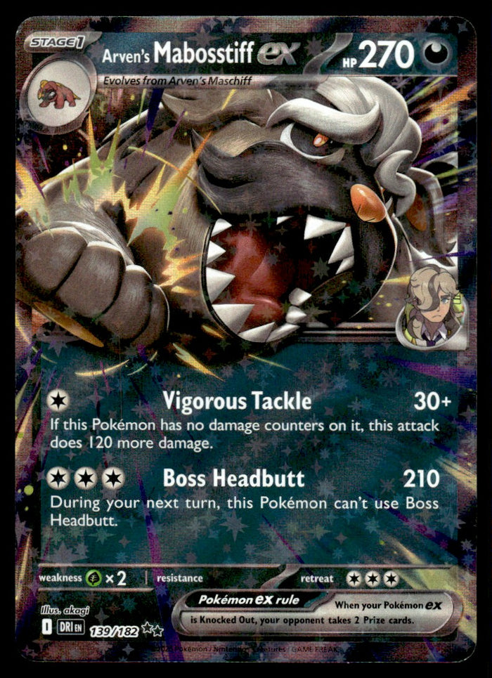 2025 Pokemon Scarlet & Violet Series - Destined Rivals 139 Arven's Mabosstiff ex Near Mint