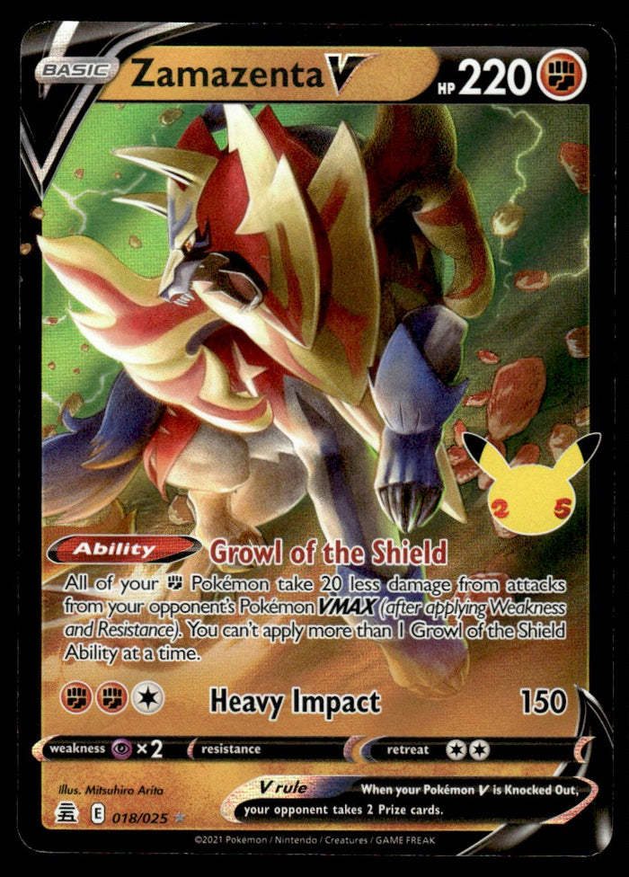 2021 Pokemon Sword & Shield - Celebrations 18 Zamazenta V Heavy Play