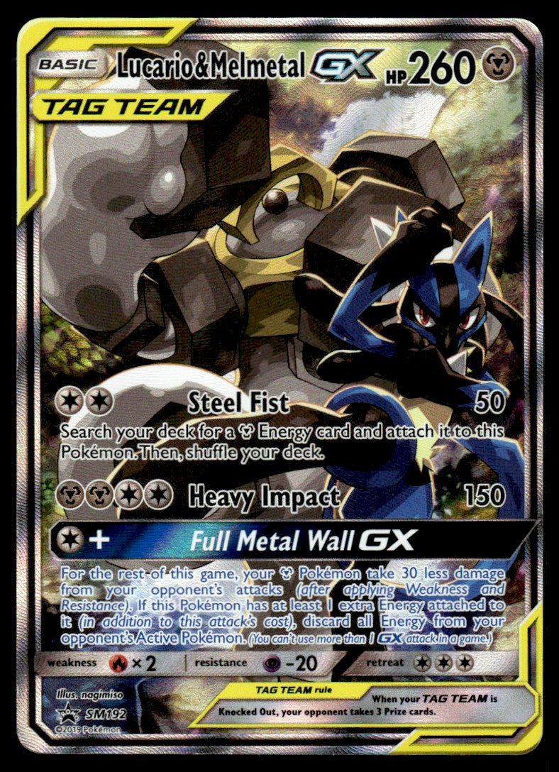 2019 Pokemon Sun & Moon Promos SM192 Lucario & Melmetal GX Heavy Play