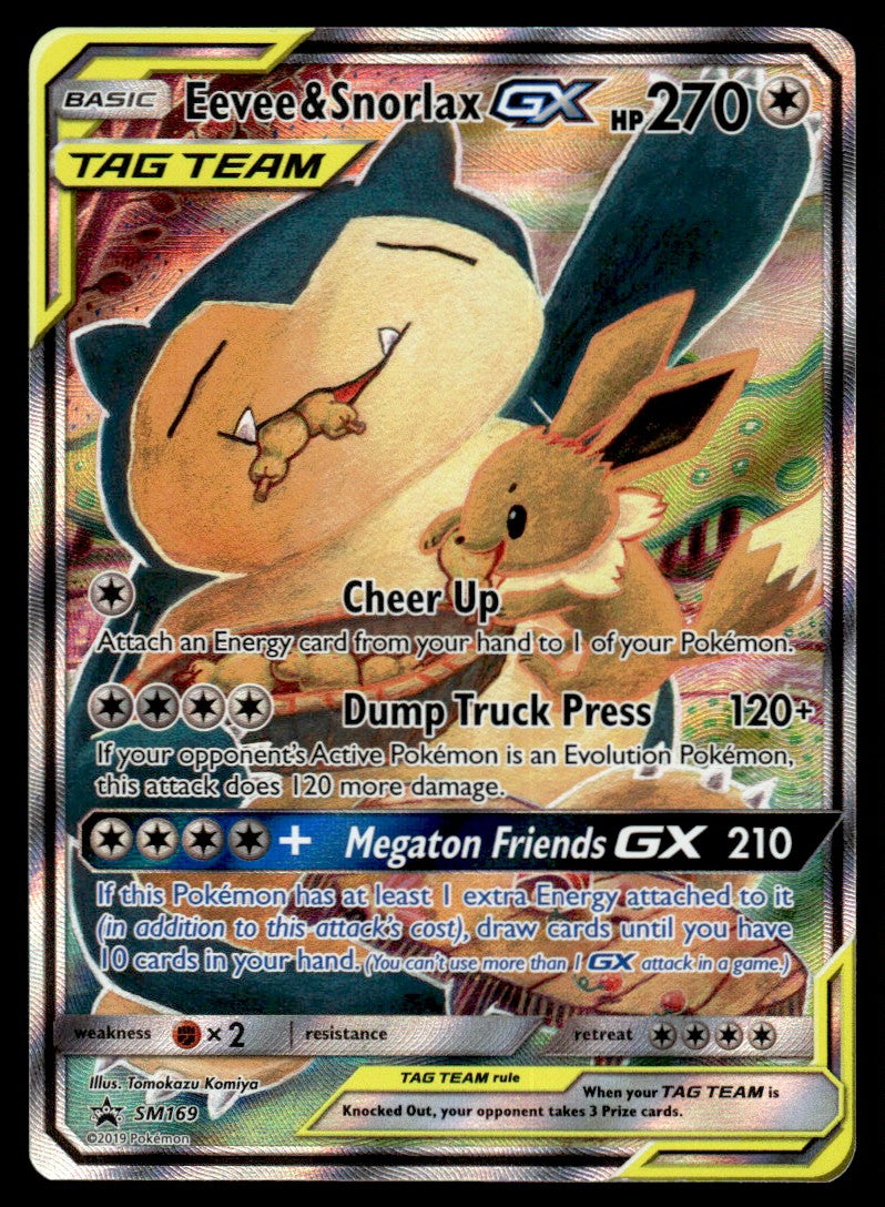 2019 Pokemon Sun & Moon Promos SM169 Eevee & Snorlax GX Light Play