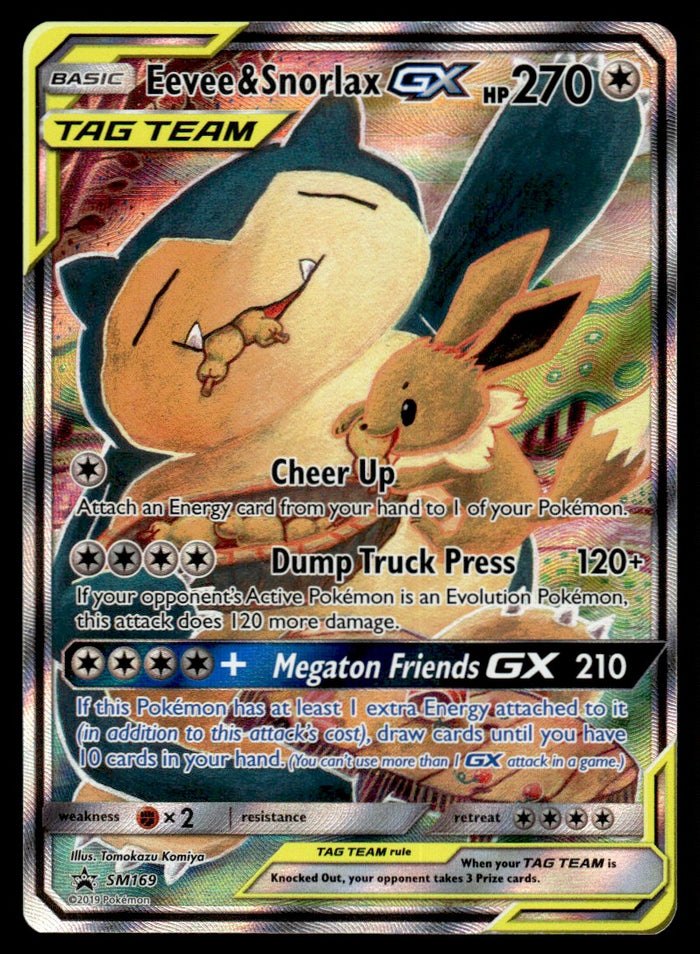 2019 Pokemon Sun & Moon Promos SM169 Eevee & Snorlax GX Light Play