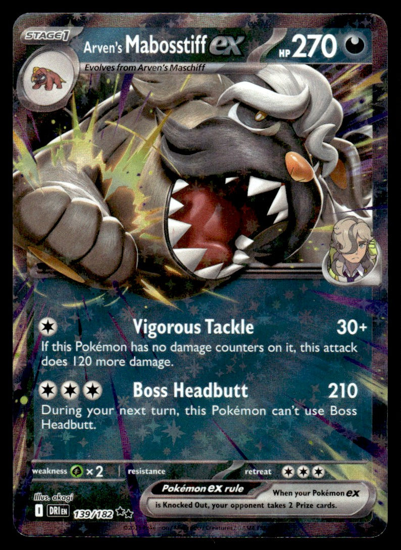 2025 Pokemon Scarlet & Violet Series - Destined Rivals 139 Arven's Mabosstiff ex Near Mint