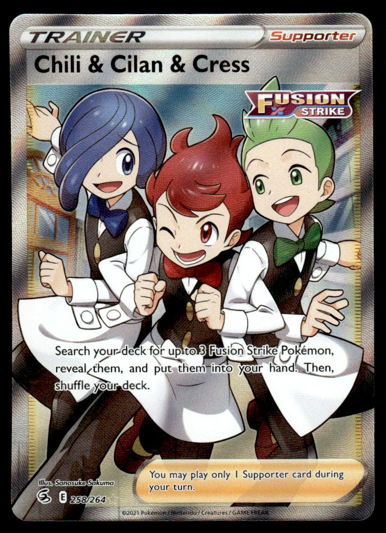 2021 Pokemon Sword & Shield - Fusion Strike 258 Chili & Cilan & Cress Near Mint