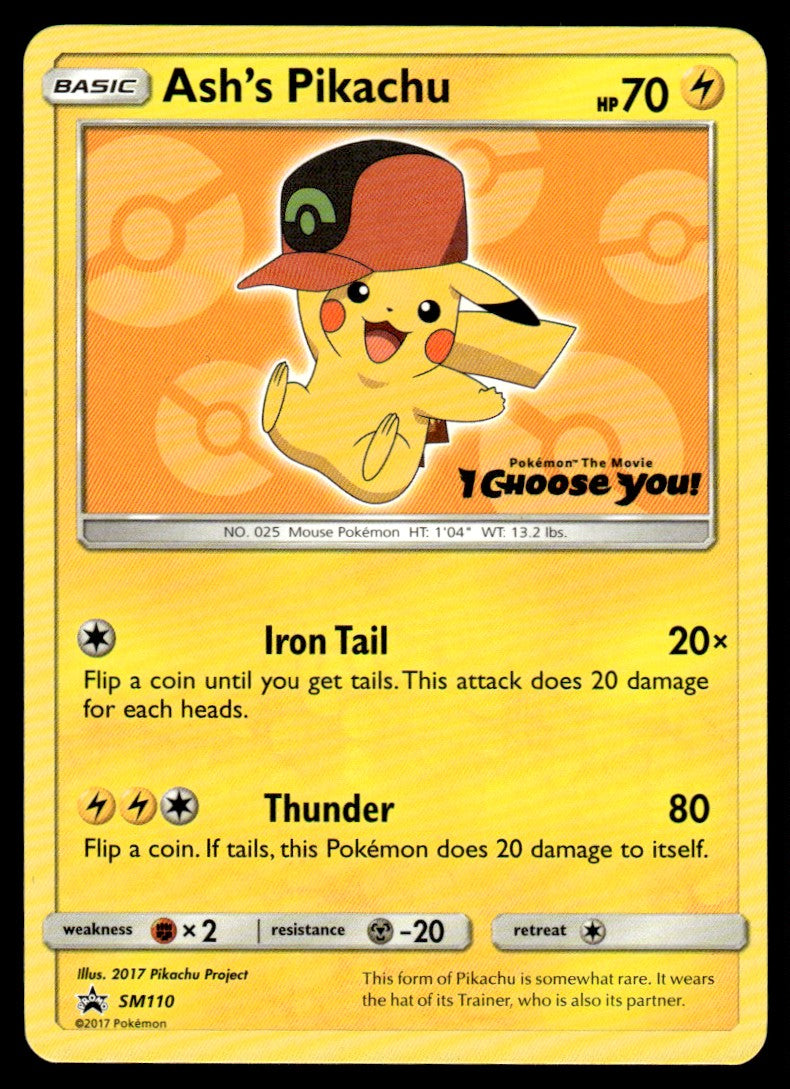 2018 Pokemon Sun & Moon, Promos - Sun & Moon Promos SM110 Ash’s Pikachu Light Play