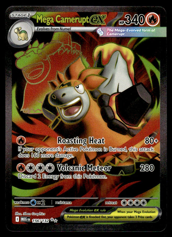 2025 Pokemon Mega Evolutions 156 Mega Camerupt ex Near Mint