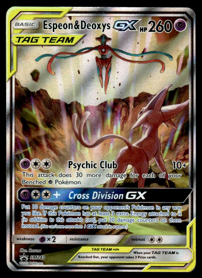 2020 Pokemon Sun & Moon, Promos - Sun & Moon Promos SM240 Espeon & Deoxys-GX Heavy Play