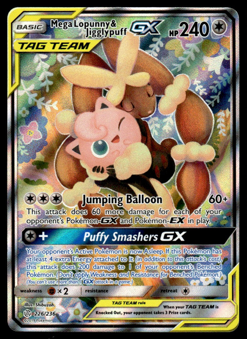 2019 Pokemon Cosmic Eclipse 226 Mega Lopunny & Jigglypuff-GX Heavy Play