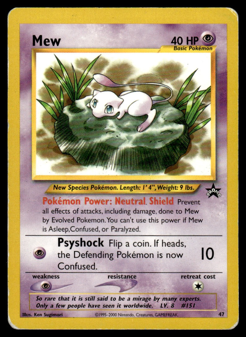 2000 Pokemon Black Star Promos 47 Mew Heavy Play