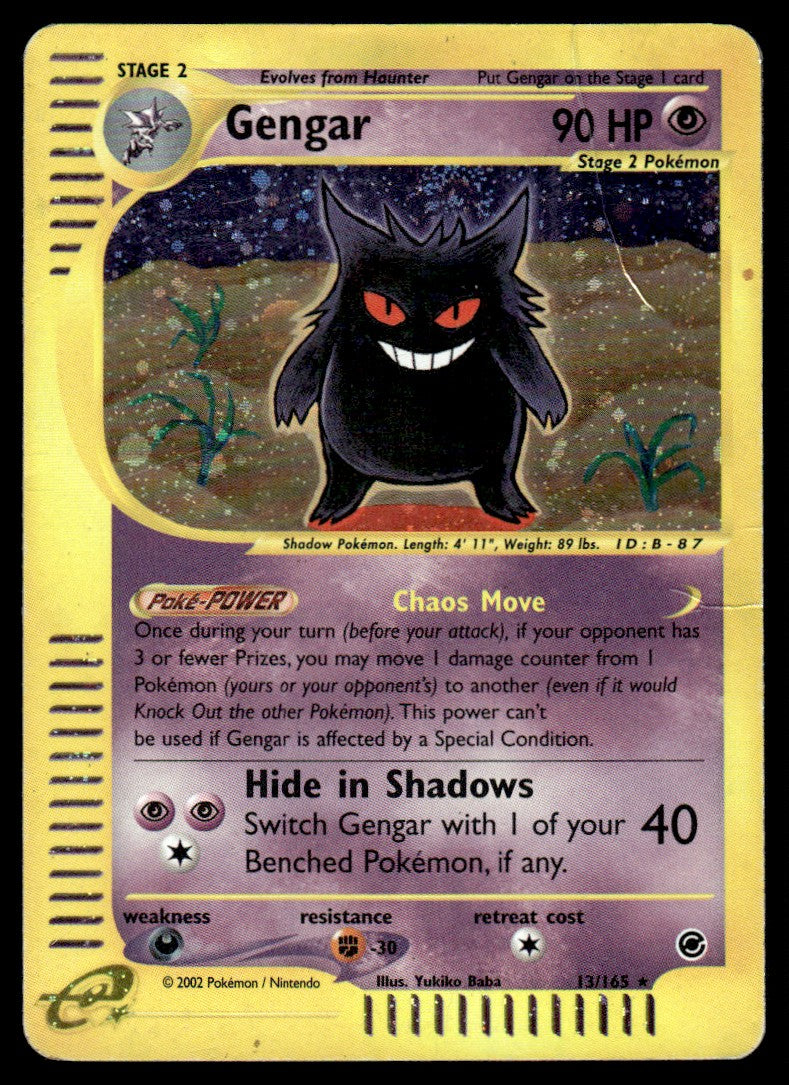 2002 Pokemon E-Card - Expedition 13/165 Gengar Damaged