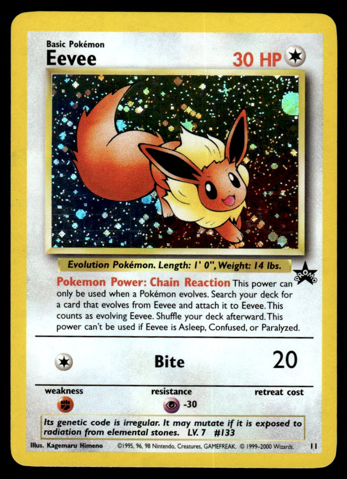 2000 Pokemon Black Star Promos 11 Eevee Light Play