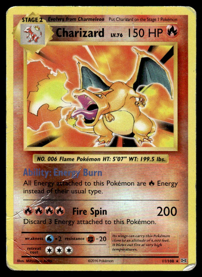 2016 Pokemon XY - Evolutions 11 Charizard Damaged