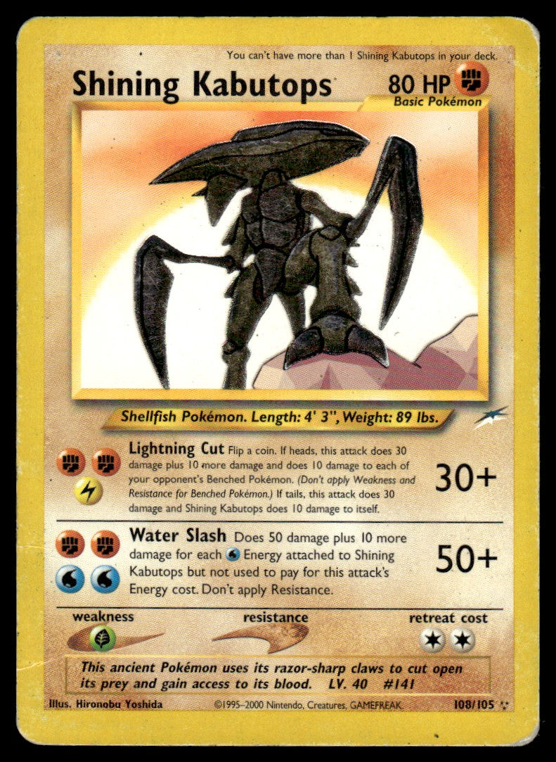 2002 Pokemon Neo - Destiny 108 Shining Kabutops Damaged