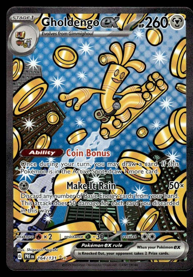 2025 Pokemon Prismatic Evolution 164 Gholdengo ex Light Play