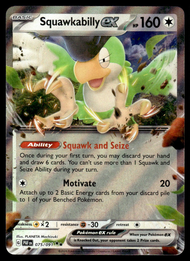 2024 Pokemon Scarlet & Violet - Paldean Fates 075/091 Squawkabilly ex Near Mint