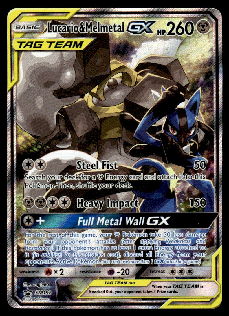2019 Pokemon Sun & Moon Promo SM192 Lucario & Melmetal-GX Heavy Play