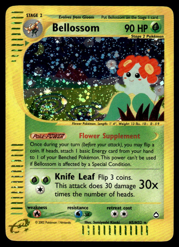 2002 Pokemon E-Card - Aquapolis H5/H32 Bellossom Near Mint