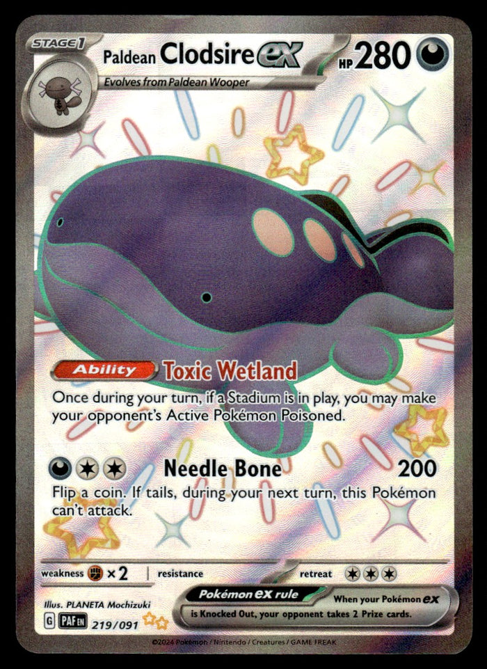 2024 Pokemon Scarlet & Violet Series - Paldean Fates 219 Paldean Clodsire ex Near Mint