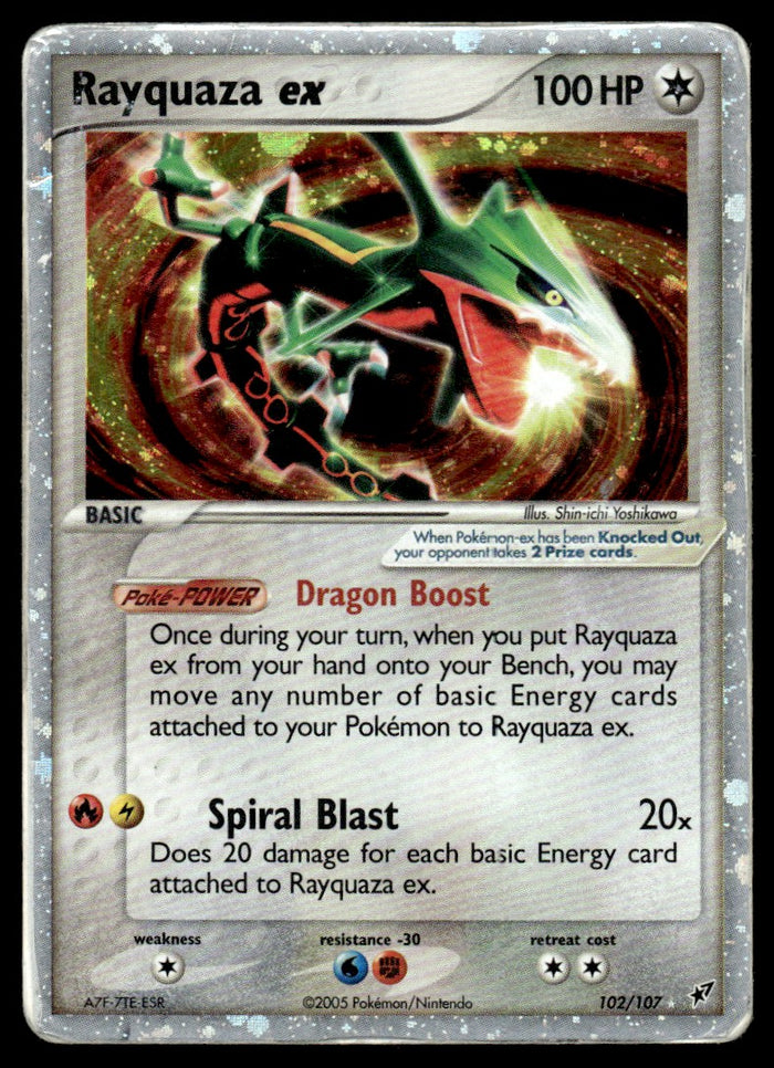 2005 Pokemon EX Deoxys 102/107 Rayquaza ex Damaged