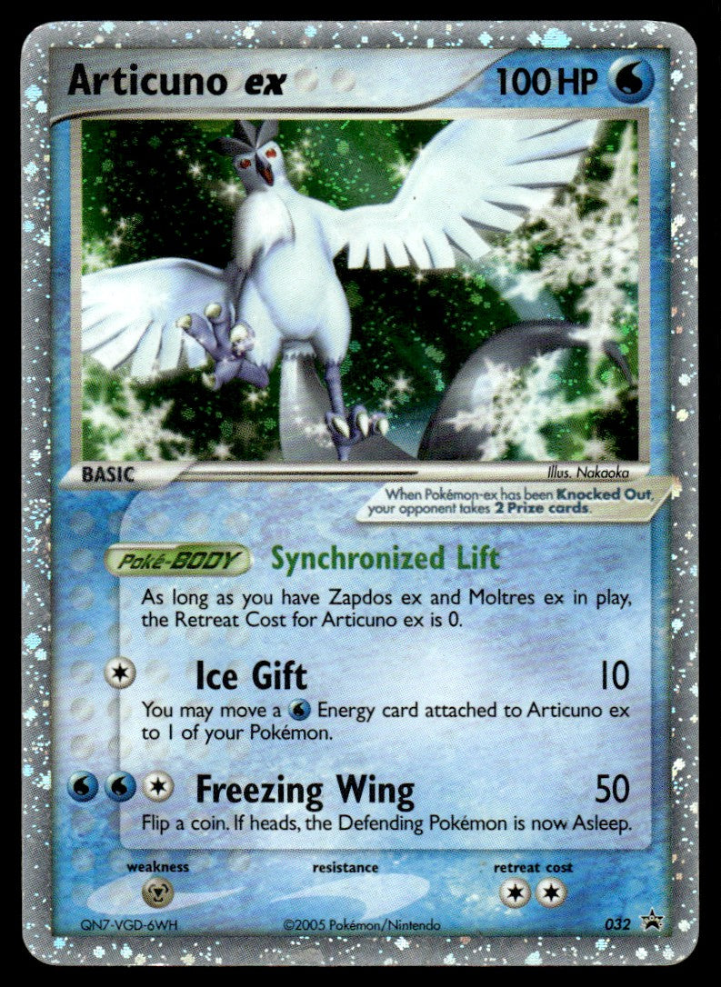 2005 Pokemon Black Star Promos 032 Articuno ex Heavy Play