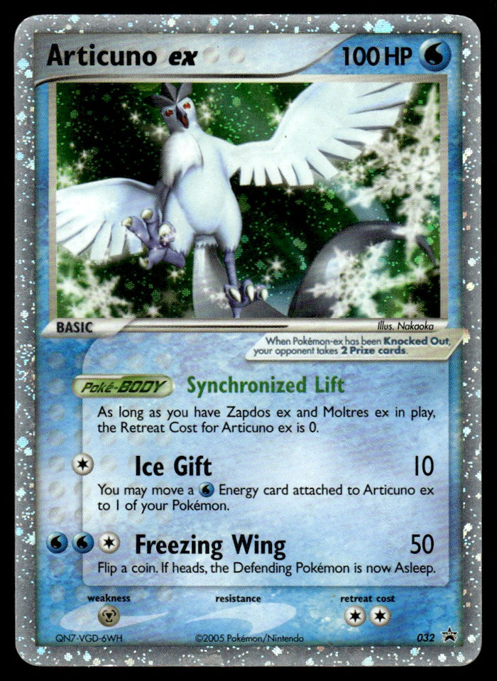 2005 Pokemon Black Star Promos 032 Articuno ex Heavy Play