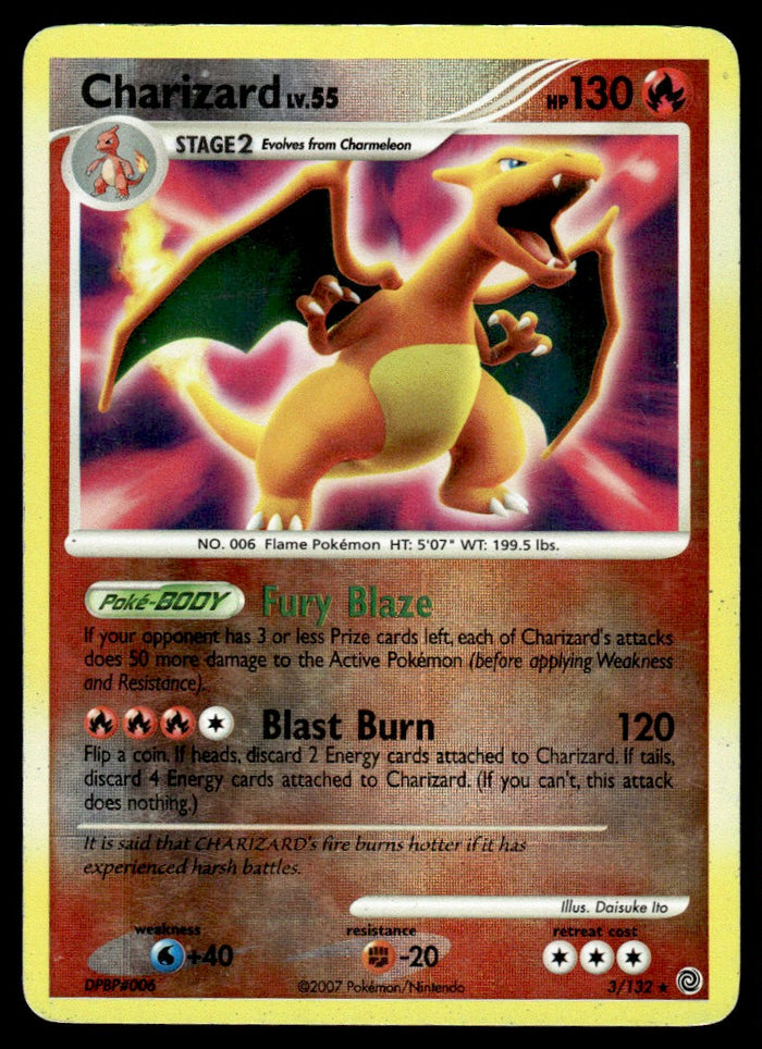 2007 Pokemon Diamond & Pearl - Secret Wonders 3 Charizard Heavy Play