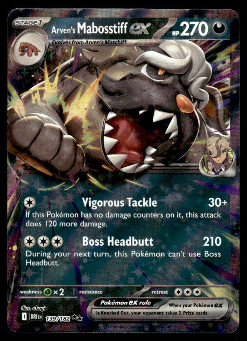 2025 Pokemon Scarlet & Violet Series - Destined Rivals 139 Arven's Mabosstiff ex Near Mint