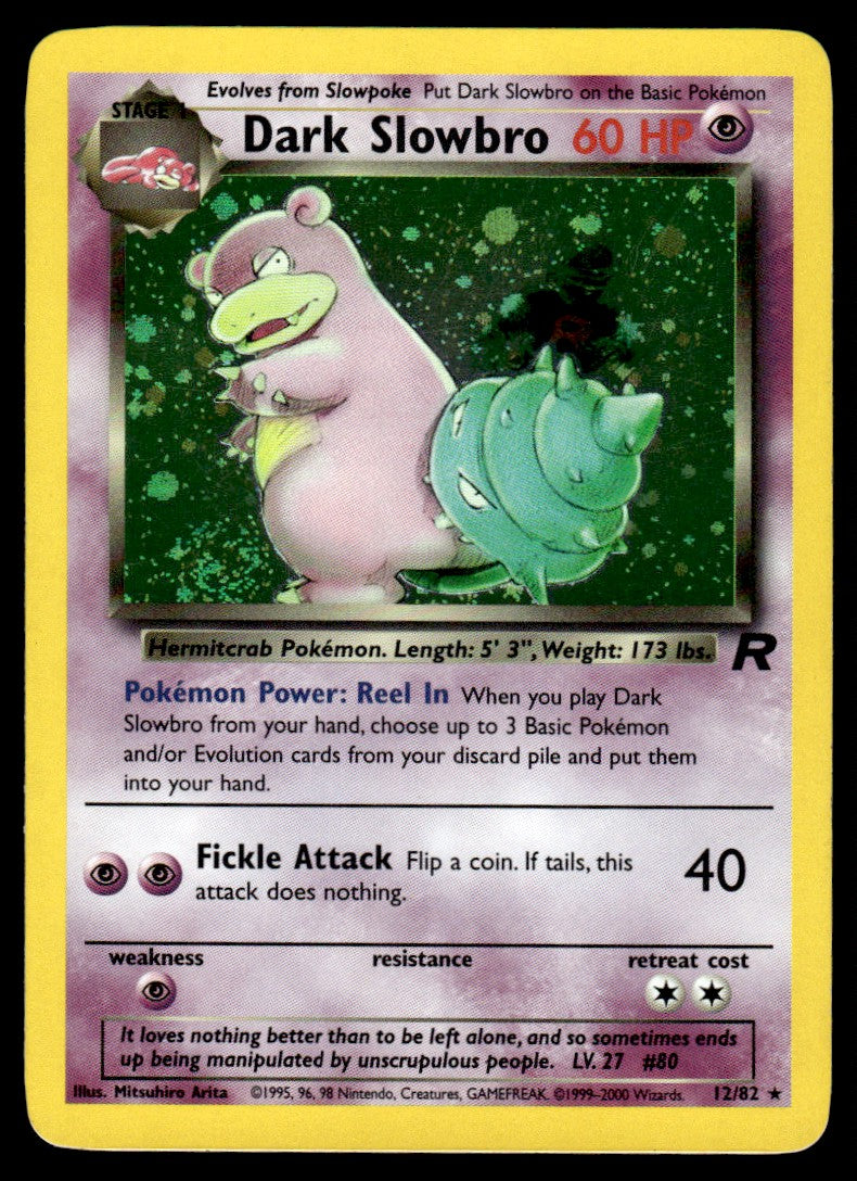 2000 Pokemon Team Rocket 12/82 Dark Slowbro Heavy Play