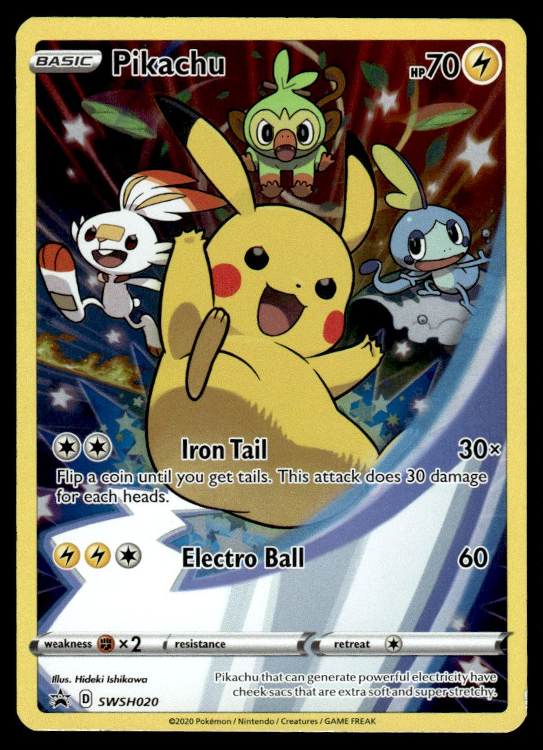 2020 Pokemon Sword & Shield Promos SWSH020 Pikachu Light Play