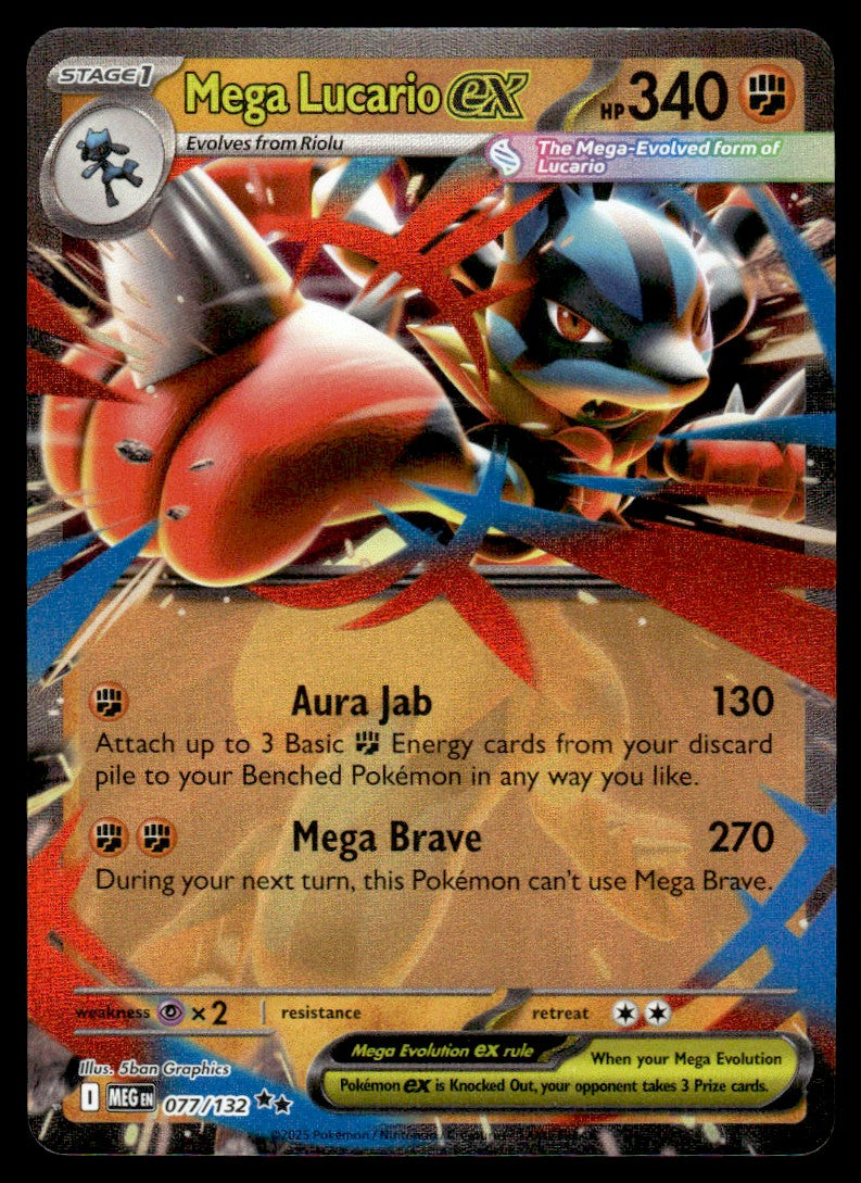 2025 Pokemon Mega Evolution 077/132 Mega Lucario ex Near Mint