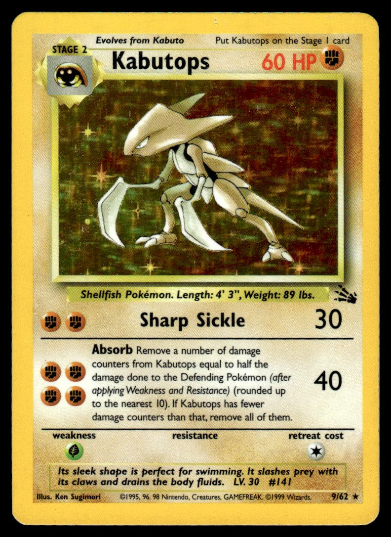 1999 Pokemon Classic - Fossil 9 Kabutops Heavy Play