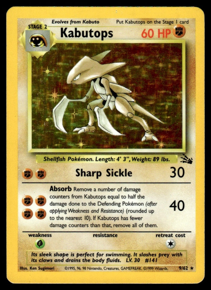 1999 Pokemon Classic - Fossil 9 Kabutops Heavy Play