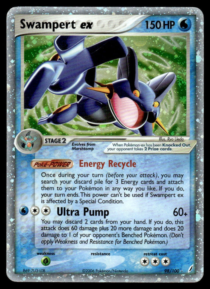 2006 Pokemon EX - Crystal Guardians 98 Swampert ex Heavy Play
