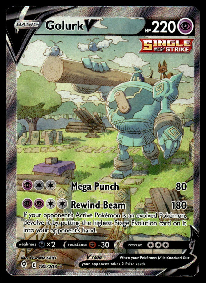 2021 Pokemon Evolving Skies 182/203 Golurk V Near Mint