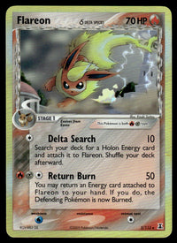 2005 Pokemon EX Delta Species 5/113 Flareon Reverse Holo Heavy Play