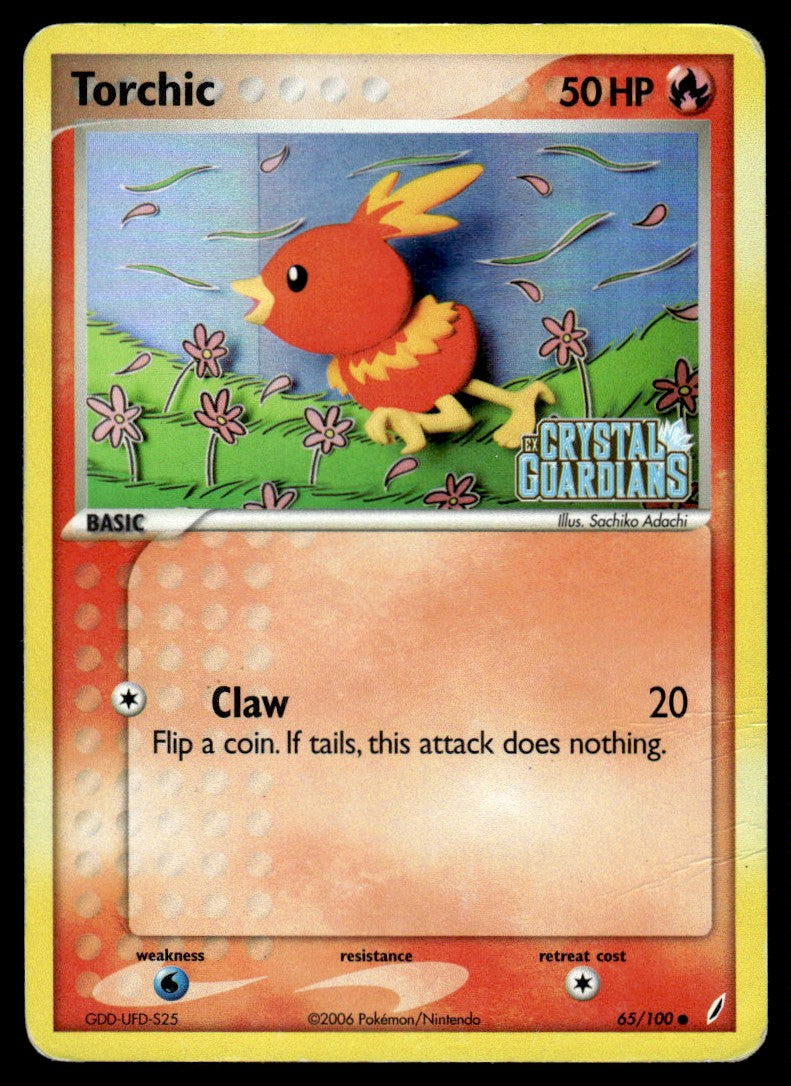 2006 Pokemon EX - Crystal Guardians 65 Torchic Heavy Play