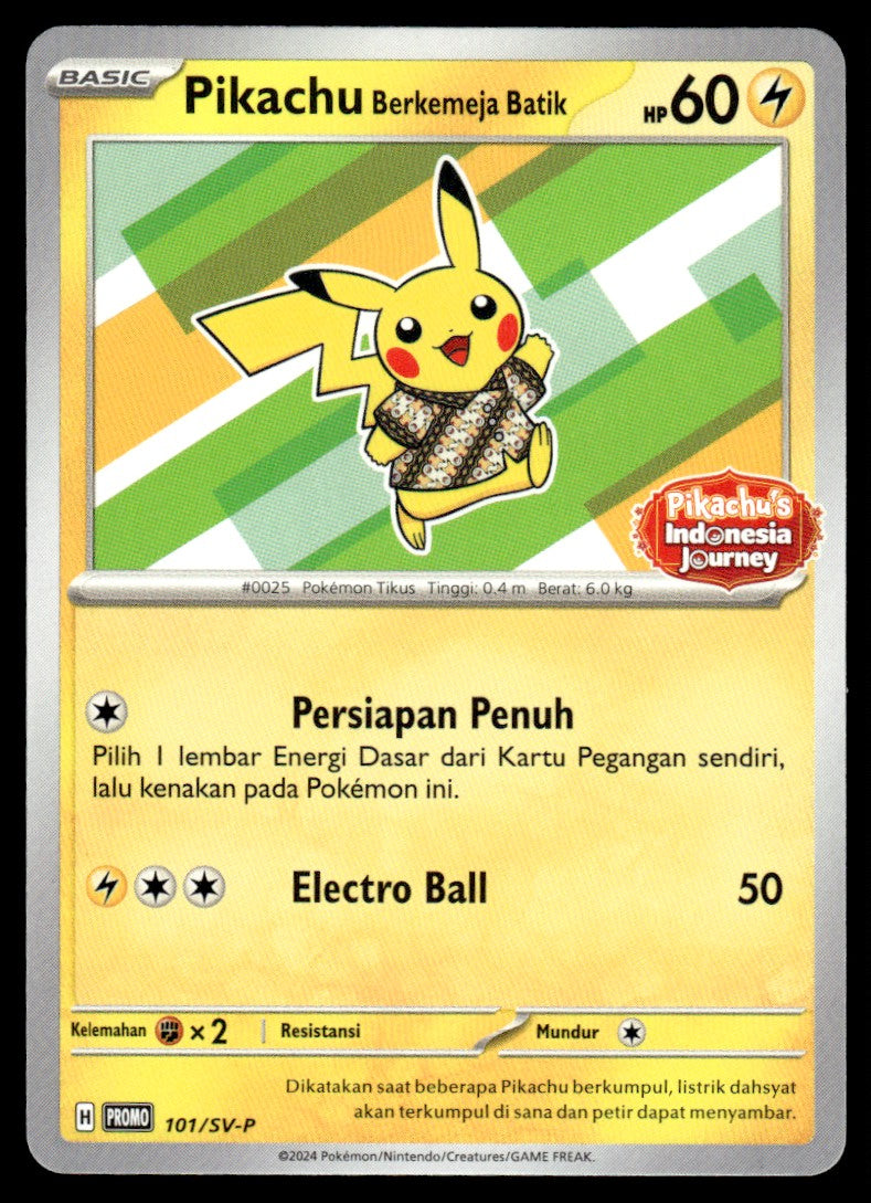 2024 Pokemon Scarlet & Violet Series 101/SV-P Pikachu Berkemeja Batik Near Mint