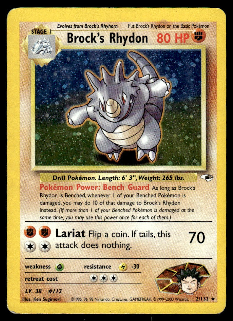 2000 Pokemon Gym Heroes 2/132 Brock's Rhydon Damaged
