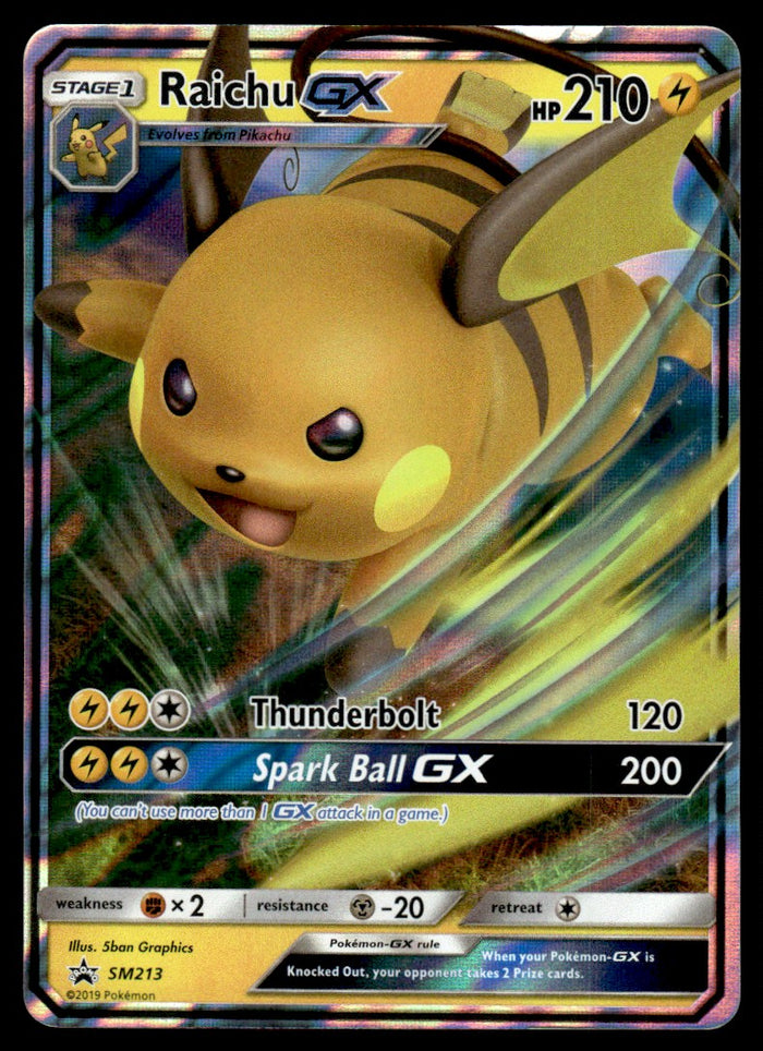2019 Pokemon Sun & Moon, Promos - Sun & Moon Promos SM213 Raichu-GX Heavy Play