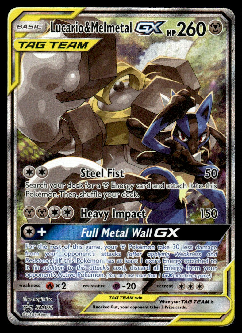 2019 Pokemon Sun & Moon Promos SM192 Lucario & Melmetal GX Heavy Play