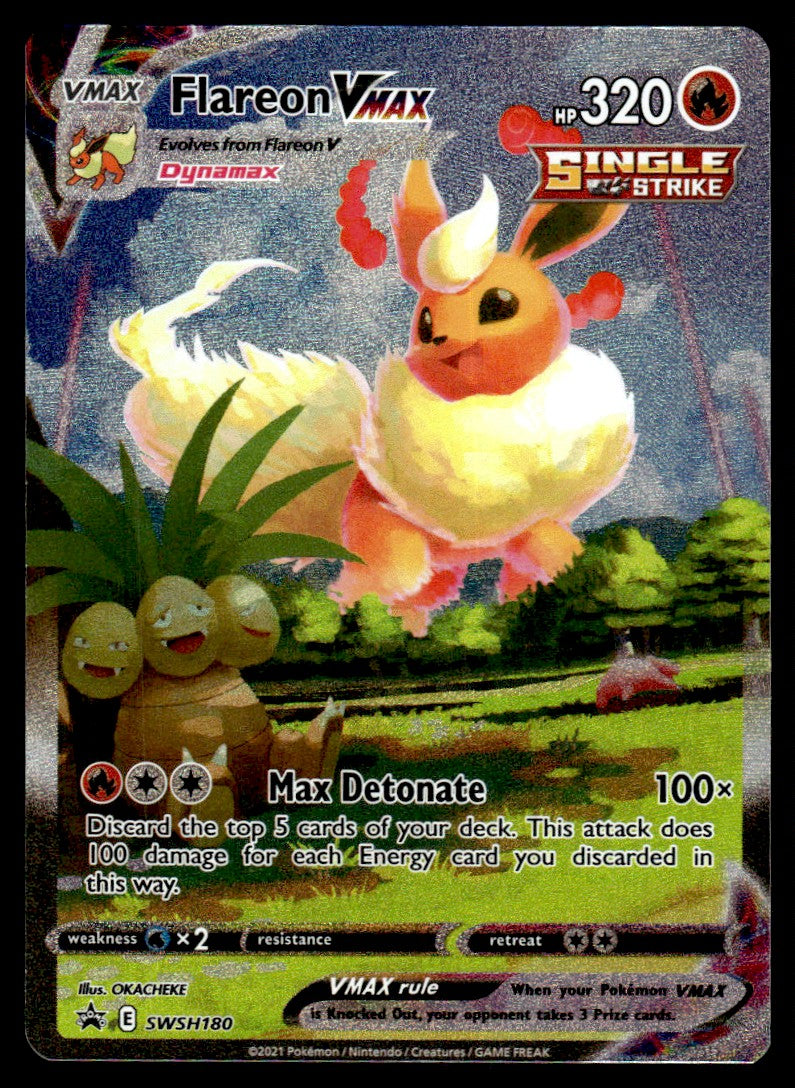 2021 Pokemon Sword & Shield Promos SWSH180 Flareon VMAX Light Play