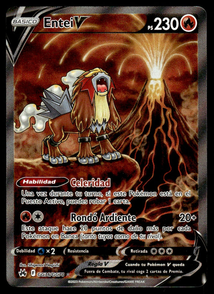 2023 Pokemon Sword & Shield Series - Crown Zenith - Galarian Gallery GG36 Entei V Spanish Near Mint